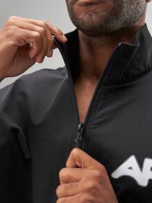 ARC Activewear Full Zip Sweater Jacket Performance Top Gym Workout Long Sleeve Track Suit - Black - View 4
