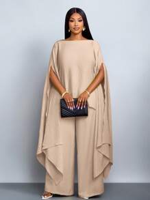 SOLERSUN Bộ đồ vest hai mảnh, bộ đồ ngày lễ rộng rãi, vải mùa thu cho nữ - Màu be - Xem 5