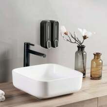 1件装壁挂式皂液器塑料家用浴室装饰夏季手动300毫升洗手液盒沐浴洗发护发素分配器适用于卫生间浴室酒店厨房