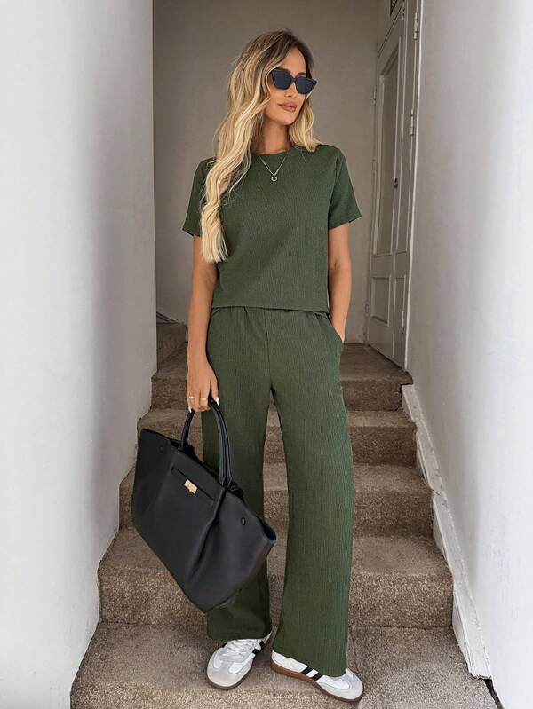 SHEIN LUNE Casual Eenkleurig Dames tweedelige outfits Zak