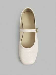 Ontre Women's Comfortable Mary Jane Style Flat Shoes, New Design - Beige - View 5