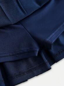 SHEIN Girlism Teen Girls' Solid Color Minimalist Casual Knit Pleated Super Skirt, Back To School