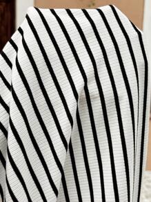 SHEIN Maternity Striped Round Neck Short Sleeve Casual T-Shirt With Side Slit Hem, Summer