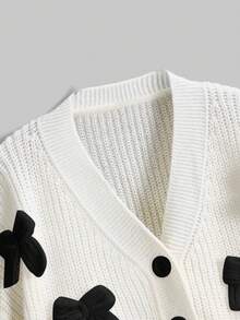 ROMWE Kawaii Coquett 蝴蝶结装饰吊带背心连衣裙和开衫两件套 - 黑色 - 查看 3