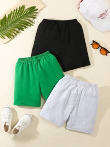 Conjunto de 3 piezas de pantalones cortos de verano delgados y de moda para niños pequeños de 4 a 7 años, para uso casual al aire libre y de longitud hasta la rodilla - Multicolor - Ver 2