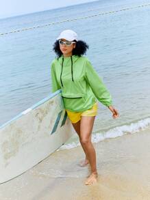 In My Nature Ladies' Casual Zip-Up Hooded Long Sleeve Thermal Thick Warm Jacket Fluorescent Green Jacket - Green - View 14