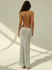 Aloruh Women's Handwoven Floral Bodycon Camisole Dress, Romantic Resort Beach Date Summer,Bohemia,Summer Dresses For Women - Baby Blue - View 2