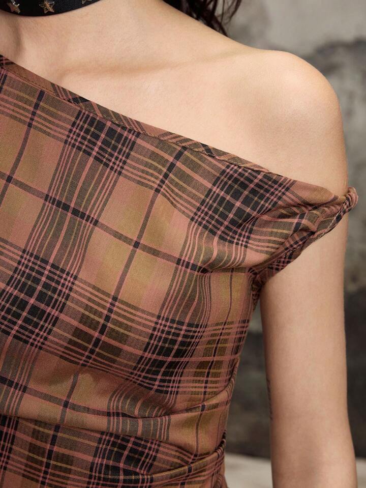 Our Grunge Punk Women Y2K Retro Sexy Slim Pleat Oblique