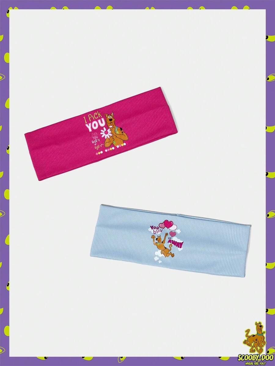 SCOOBY-DOO X SHEIN 2 Stücke/Set Damen Mode Lässig vielseitige Hunde Muster Stirnbänder