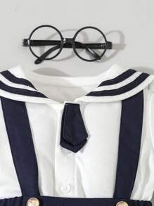 Souflis Souflis 1 件男婴可爱海龟和标语字母印花无袖连体衣