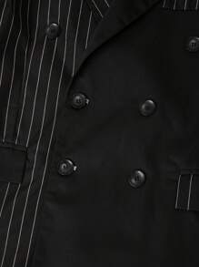 Manfinity Bizformal Men's Striped Fashion Regular Shoulder Business Suit Jacket - Black - View 7