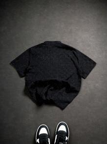 Manfinity CasualCool Men's Casual Shiny Black Short Sleeve Button Up Shirt, Summer - Black - View 8