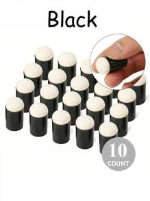 5/6/10/20 piezas Juego de esponjas aplicadoras de dedo para manualidades, pintura de dedos, estampado, tinta, vuelta al colegio, útiles escolares - Negro - Ver 14