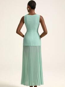 Aveloria Rosie French Vintage Elegant & Graceful Lady Style Loose Sleeveless Chiffon Splice Pleated Hem Waist Decorated Dress