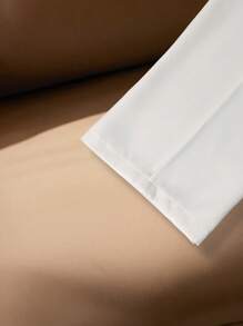 Franclia Women Plus Size White Casual Suit Pants, Elastic Waist Straight Leg Pocket Design Office Work Trousers Fall Cloth For Women - White - View 6