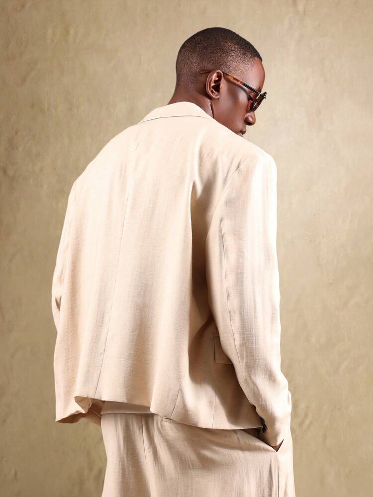 Tailored Linen Blend Cropped Blazer