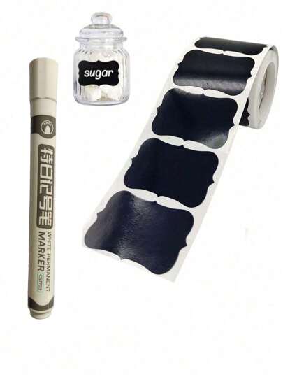 120 piezas Etiquetas adhesivas para escribir + 1 bolígrafo marcador blanco, de vuelta a la escuela