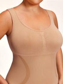 SHEIN Shape Bodys de talla grande de unicolor con cuello redondo y sin mangas, entallados