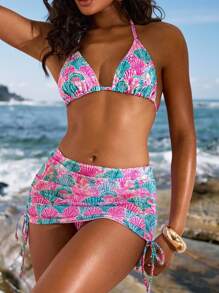 Opulessa Women Shell Print Halter Tie Sexy Bikini 2-Piece Swimsuit Set, Summer Beach,Holiday Outfits,Holiday Clothes,High Waisted Bikini, High Waisteo Bathing Suit,Thong Bikini Set,Beach Outfits For Woman,Vacation Outfits Woman,Bikini Set,Y2k,Y2k Clothes Y2k,Y2k Tops Y2k ,Y2k Clothes Women - Multicolor - View 2