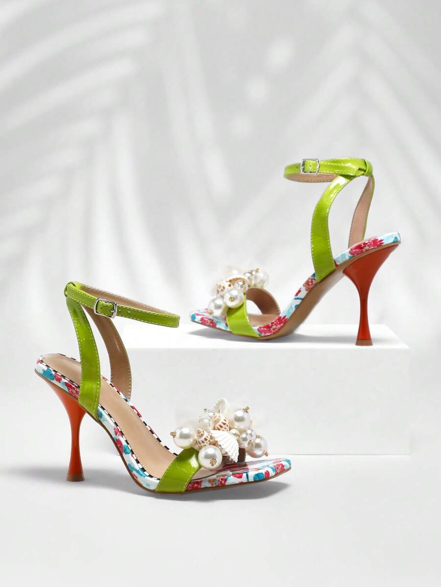 SHUZIA Tacones de aguja para señoras con decoración de conchas marinas - Multicolor - Ver 1