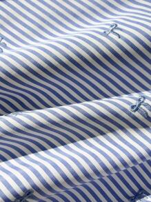 SHEIN Unity 2025 Spring/Summer New Striped Bow Decor Casual Wide-Leg Pants, Relaxed Design For Vacation & Back To School Fall Cloth For Women - Blue - View 3