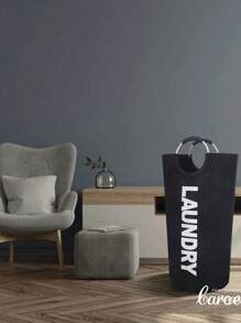 SHEIN سلة غسيل كبيرة قابلة للطي، قائمة بذاتها، من قماش أكسفورد، لتخزين الغسيل القذر، طوي، مقبض، مناسبة للسكن والمنزل والسفر (متعددة الألوان). - متعدد الألوان - مشاهدة 5