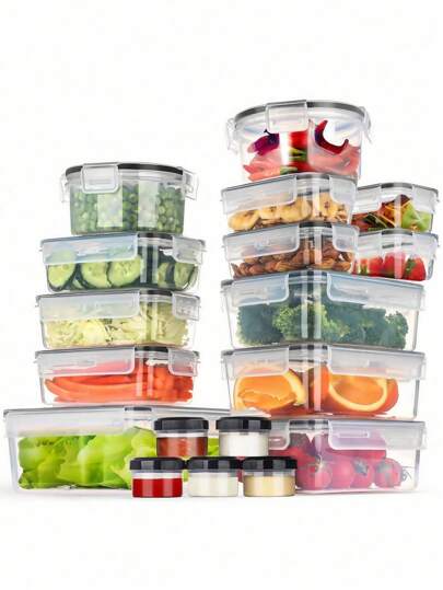6-Pack Leakproof Stackable Food Storage Containers - 3 Airtight Boxes & Lids, Plastic Meal Prep Containers For Kitchen Organization, Refrigerator, Lunch Containers