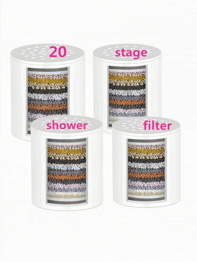 4 Pack 20-Stage Shower Filter Replacement Cartridge – Universal Hard Water Purifier, Removes Chlorine, Heavy Metals, Iron & Sediments, High Output Water Softener For Healthy Skin & Hair