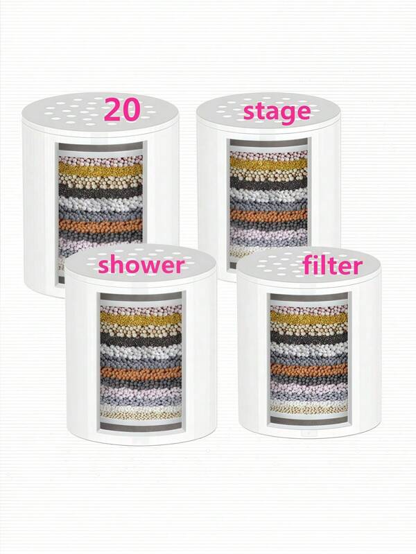 Paquete de 4 cartuchos de repuesto para filtro de ducha de 20 etapas - Purificador universal de agua dura, elimina cloro, metales pesados, hierro y sedimentos, suavizador de agua de alto rendimiento para piel y cabello saludables