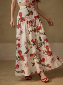 MOTF PREMIUM 满幅花卉印花喇叭裙 - 彩色 - 查看 6