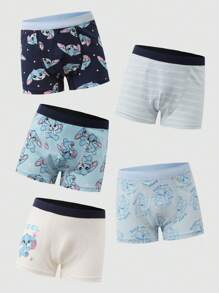 5pcs Young BoyCute Rabbit & Animal Print Boxer Briefs, Comfortable Soft Casual Underwear - Multicolor - View 9