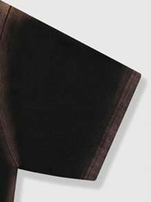 ROMWE MEN Men's Street Life Glitter Diamond Trim Spray Printed Short Sleeve T-Shirt, Loose Cropped Style - Black - View 4