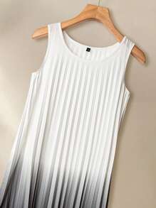 Lacomfia 2pcs/Set Women Solid Asymmetric Hem Jacket & Ombre Dress, 2 Pieces Outfit - White - View 3