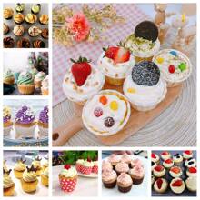 Hộp đựng bánh nướng xốp 6 chiếc, kích thước 9,3x6,2x2,9 inch, nửa tá hộp đựng bánh nướng xốp, hộp đựng bánh nướng xốp màu trắng có cửa sổ trong suốt, hộp đựng 6 bánh nướng xốp đựng bánh quy, bánh nướng xốp - trắng - Xem 6