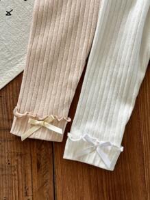 LMoss Kids LMoss   4 Piece Set Young Girl Solid Color Knit Loungewear Set  School Tops Tops For School,Kindergarten Outfit For Girls, Baby Girl Leggings Newborn Baby Pants Ribbed Baby Leggings Cotton Baby Leggings Baby Girl Pants Fall Winter