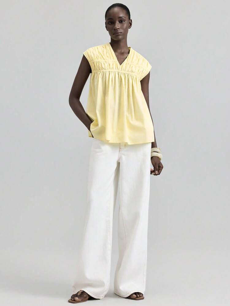 Women's Casual Solid Color Sleeveless Blouse, Elegant Summer/Autumn Top, Vacation Style Outerwear, Basic Business Casual Shirt
