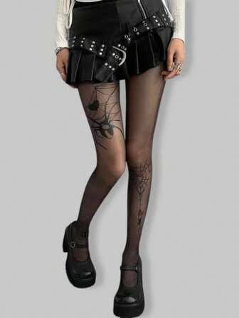 Grunge Punk 1pc Black Sexy Spiderweb Patterned Pantyhose/Tights/Leggings For Women