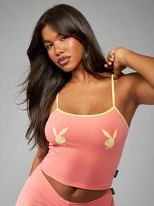 Missguided x Playboy Hasen Logo Co Ord Sportset Zweiteiler Shorts Ärmelloses Top Loungewear Streetwear Strandmode Sommer Aktivkleidung Festival Outfit