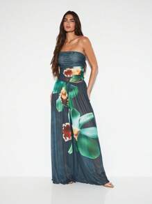 KIZN 网眼阔腿海滩度假裤夏季度假裤假日泳池罩衫飘逸休闲裤节日沙滩装透明 - 綠色 - 查看 3