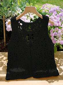 Comfortcana Cárdigan de mujer sin mangas de unicolor y delgado