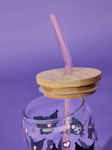 HELLO KITTY AND FRIENDS | SHEIN 1pc High Borosilicate Glass Cup With Cute Pattern, Comes With Straw Cleaning Brush, Heatproof, Suitable For Milk, Juice, Coffee, Etc.
