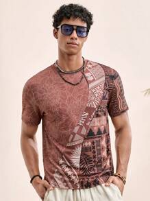 Manfinity VCAY Men's Digital Print Short Sleeve T-Shirt, Suitable For Everyday Wear