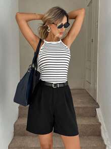 Easowa 條紋印花掛脖上衣