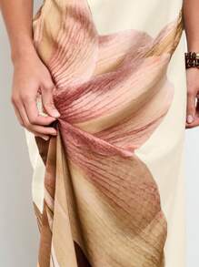 AiiRZ Elegant Floral Satin Maxi Dress Empire Waist Cami Strap Evening Gown Summer Wedding Guest Special Occasion Floor Length,Boho Clothes Women