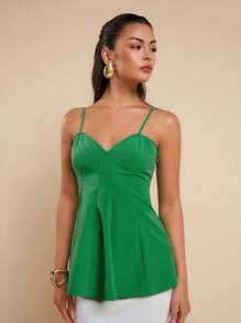 COSMINA Women's Summer Solid Color Ruffle Hem Camisole Vest