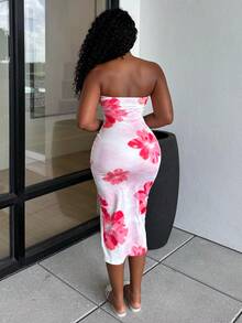Alexandranx 花卉印花紧身连衣裙，适合节日穿着，优雅的夏威夷约会之夜露背夏季连衣裙，女士夏季连衣裙 - 彩色 - 查看 4