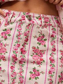 WESTFADE 花卉条纹牛仔短裙 乡村西部风 秋季 - 彩色 - 查看 3