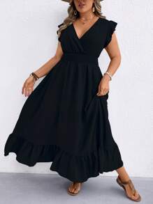 SHEIN Clasi Plus Size Women Bohemian Style Backless Maxi Dress, Print, Beach Resort Wear, Spring/Summer - Black - View 4