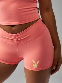 Missguided x Playboy Hasen Logo Co Ord Sportset Zweiteiler Shorts Ärmelloses Top Loungewear Streetwear Strandmode Sommer Aktivkleidung Festival Outfit