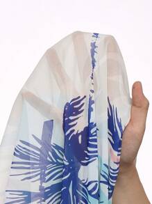 Swim Lushoire 女士度假随机热带植物印花时尚和服开衫 - 彩色 - 查看 6